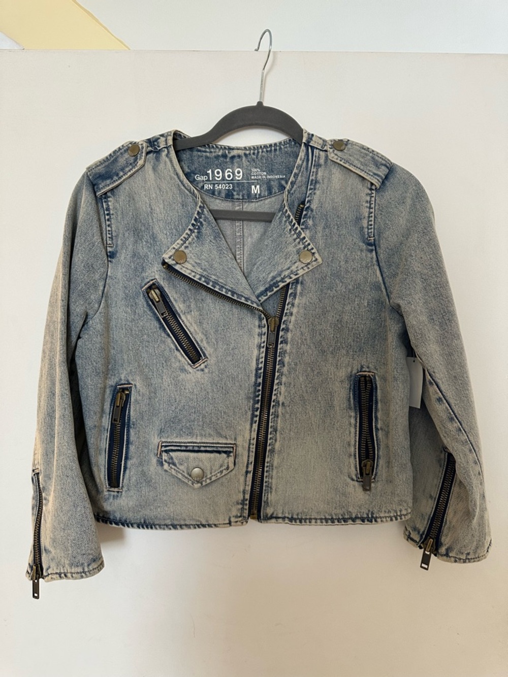 NWT Gap 1969Light Wash Denim Biker Jacket - Blue
